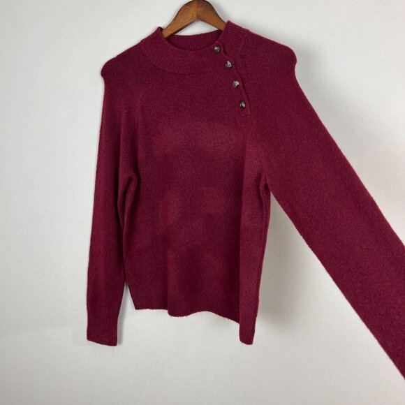 J Crew Sweater Womens Medium Maroon Button Preppy‎ Extra Soft Yarn Wool Blend M - Picture 5 of 13